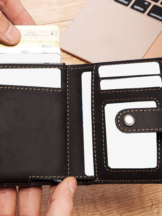 Δερμάτινο Ανδρικό Πορτοφόλι με RFID και Μηχανισμό Slide Μαύρο