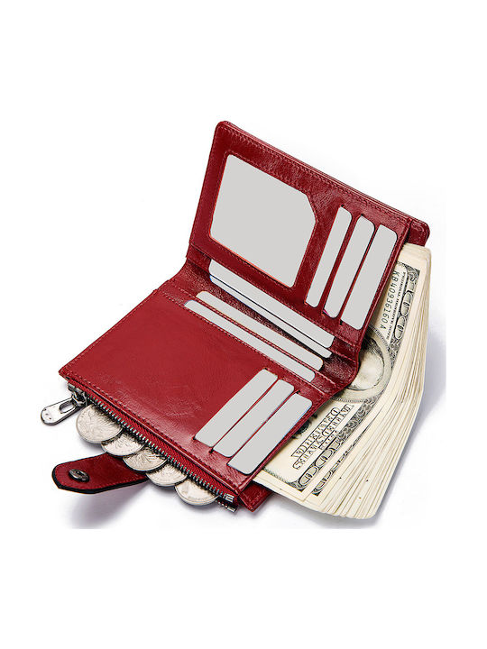 Leather Men's Wallet Classic with RFID Red