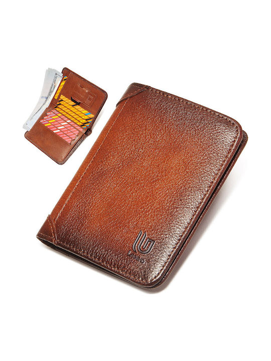 Leather Men's Wallet Classic with RFID Tabac Brown