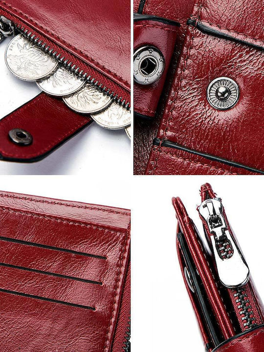 Leather Men's Wallet Classic with RFID Red