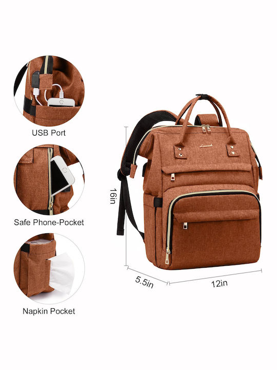 Lovevook Τσάντα Πλάτης για Laptop 15.6" με Θύρα USB σε Καφέ χρώμα WB1469