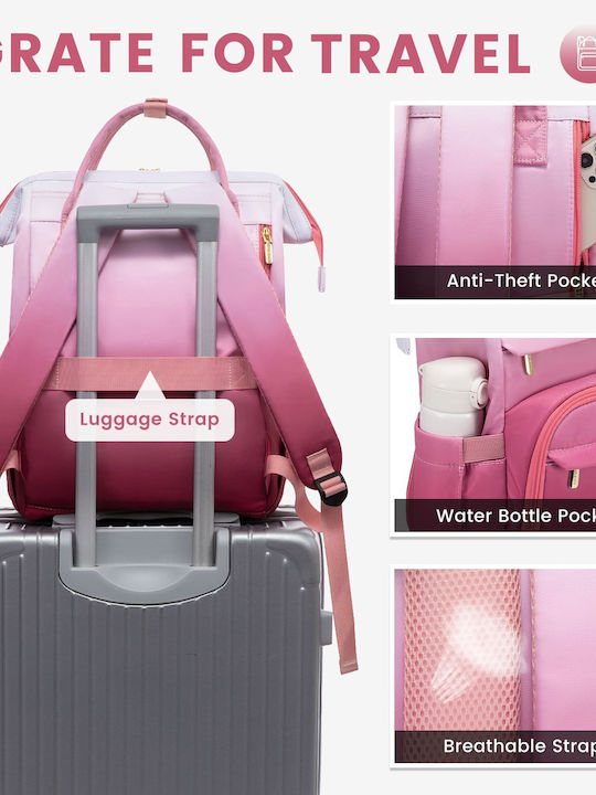 Lovevook Wasserdicht Tasche Rucksack für Laptop 15.6" Beige/Pink MB2197