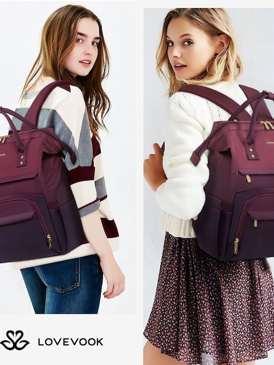 Lovevook Waterproof Backpack Backpack for 15.6" Laptop Burgundy MB2197