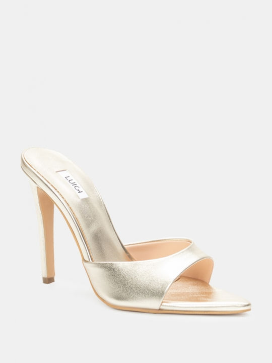 Luigi Heel Mules Gold