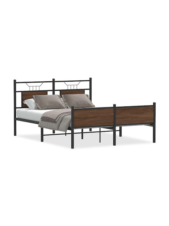 Doppelbett Aus Holz Braun mit Lattenrost für Matratze 137x190cm