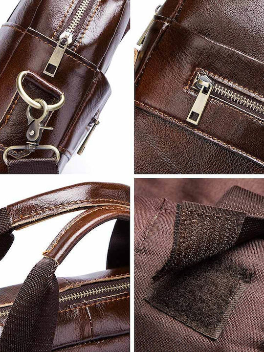 Leather Men's Bag Handbag Brown