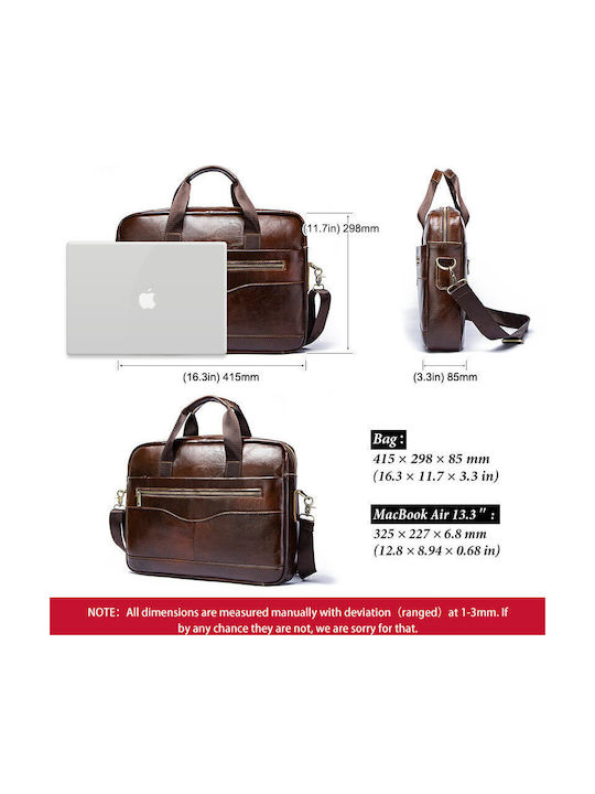 Leather Men's Bag Handbag Brown