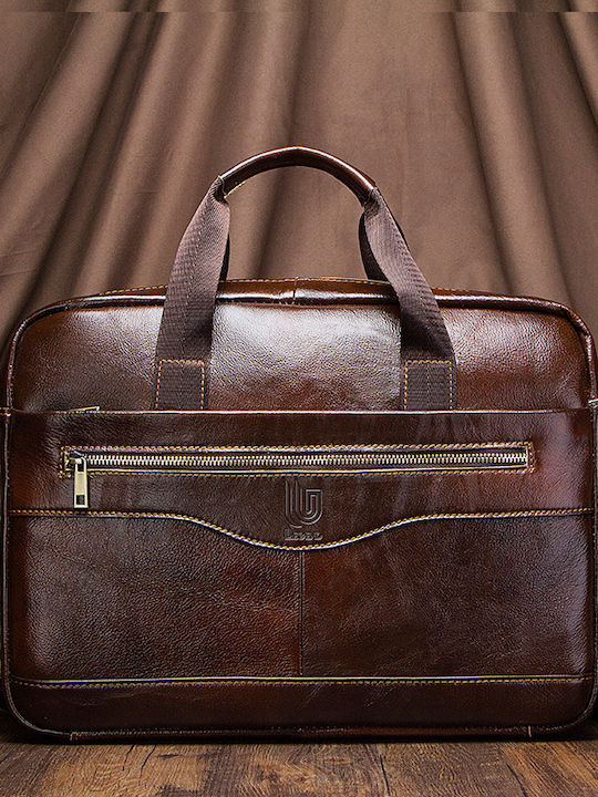 Leather Men's Bag Handbag Brown