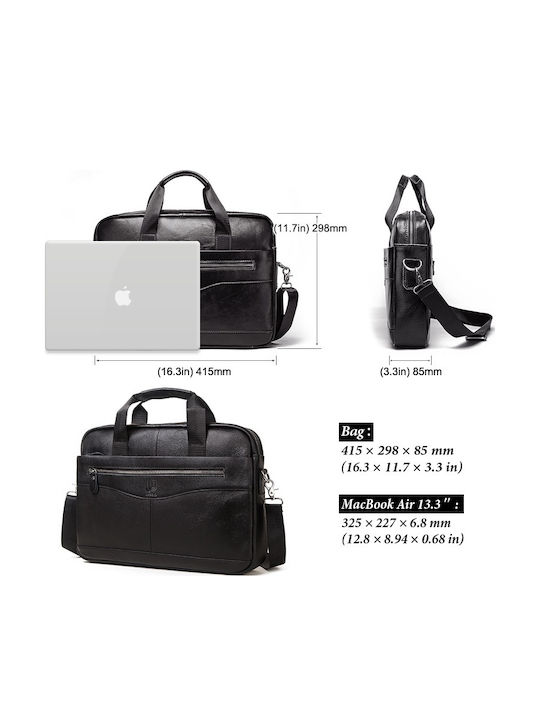Leather Men's Bag Handbag Black