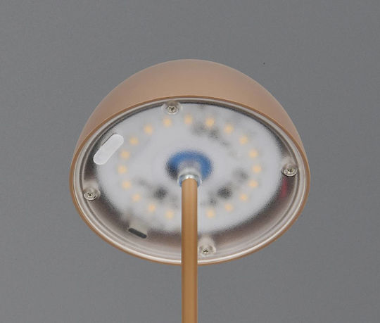 Trio Lighting Kunststoff Tischlampe LED mit Braun Schirm und Basis