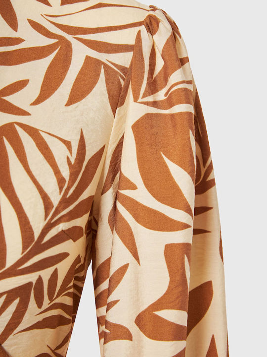 Bluza Damă Mânecă Lungă cu Decolteu în V Multicolor