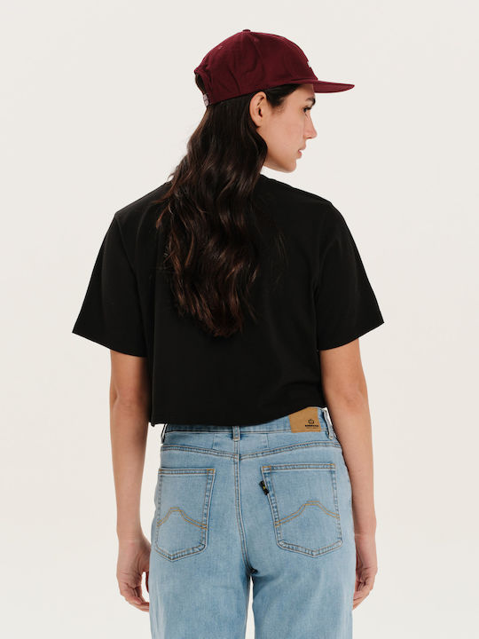 Damen Crop T-Shirt Schwarz