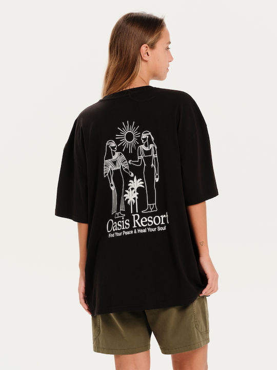 Oasis Resort Γυναικείο Oversized T-shirt Μαύρο