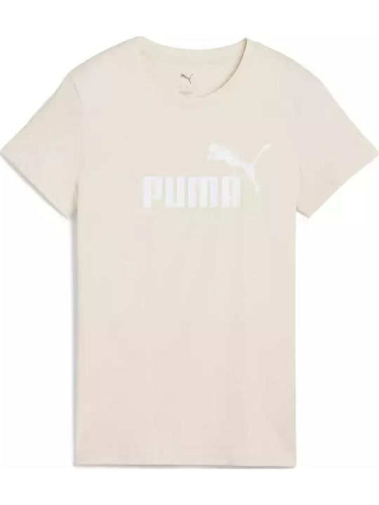 Logo Damen T-Shirt Beige