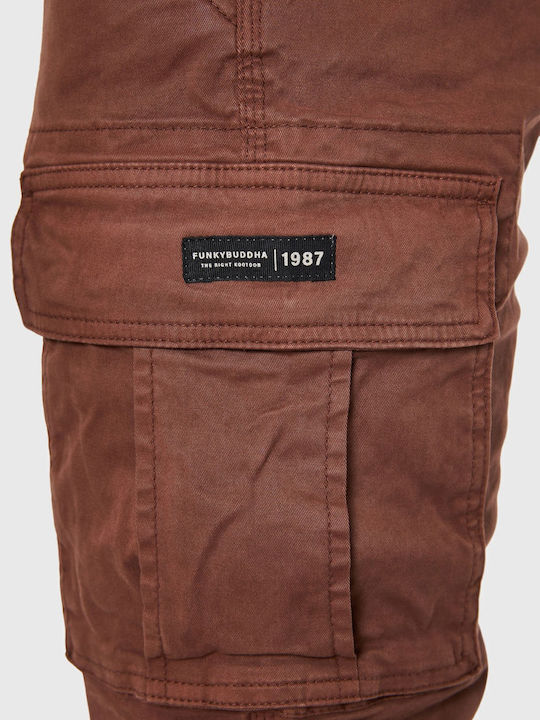 Trousers Cargo Elastic in Regular Fit Brown