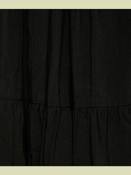 Summer Mini Dress with Ruffles Black FBL011-101-13-Black