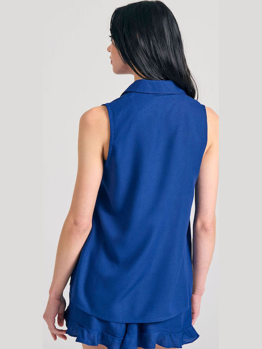 Ärmellos Damen Hemd Skipper Blue