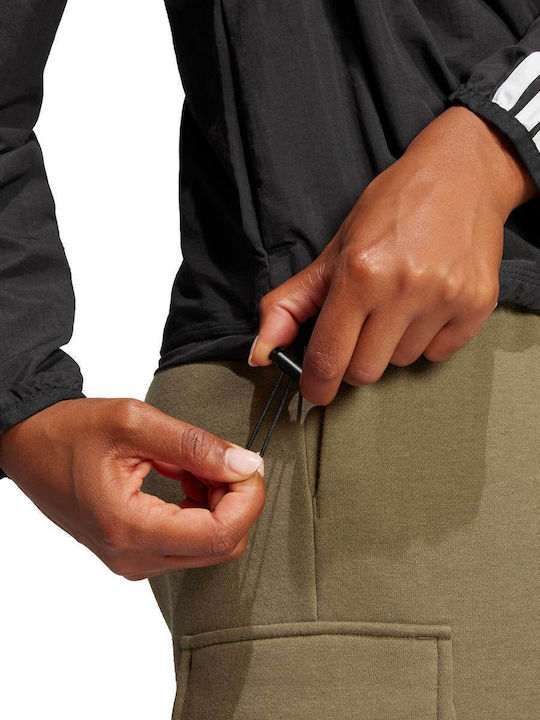 Essentials 3-stripes Γυναικείο Αθλητικό Μπουφάν Αντιανεμικό Black