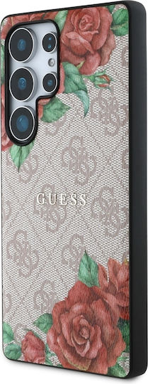 Guess Flowers Umschlag Rückseite Leder Rosa (Galaxy S25 Ultra,Samsung S25 Ultra)