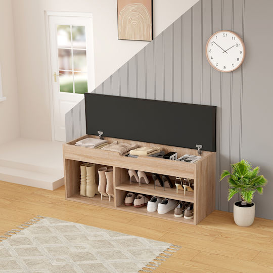 Entry Furniture with Shoe Rack & Bench Σοναμά-καφέ 100x30x44cm