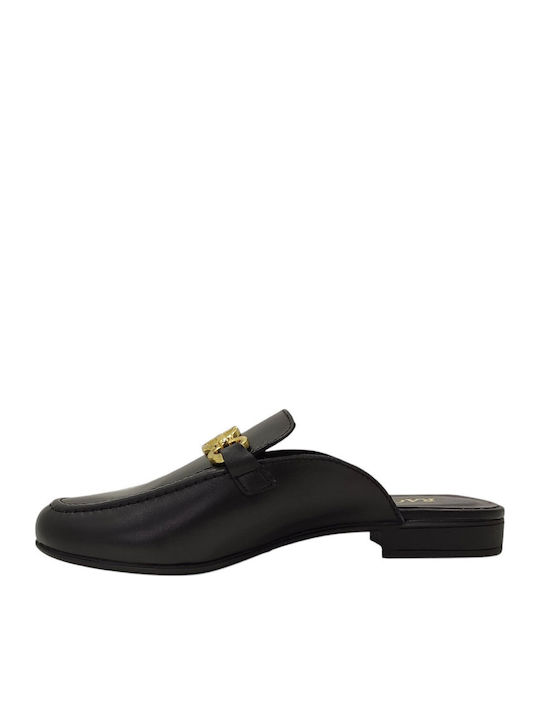 Flat Δερμάτινα Mules σε Μαύρο Χρώμα