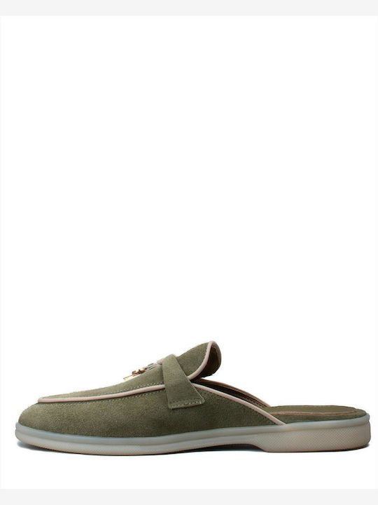 Suede Mules με Τακούνι σε Πράσινο Χρώμα