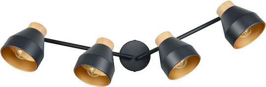 Trio Lighting Σποτ με 4 Φώτα σε Μαύρο Χρώμα