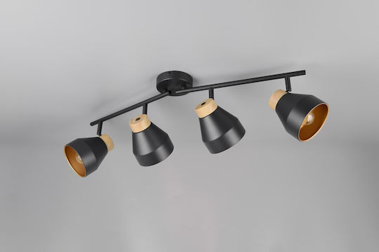 Trio Lighting Σποτ με 4 Φώτα σε Μαύρο Χρώμα