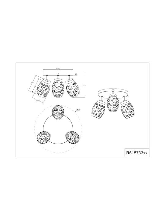 Trio Lighting Dreifach Spot in Schwarz Farbe