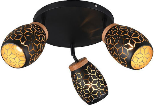 Trio Lighting Dreifach Spot in Schwarz Farbe