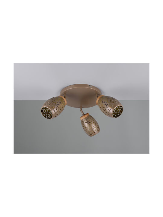 Trio Lighting Dreifach Spot in Braun Farbe
