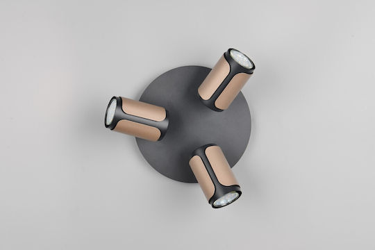 Trio Lighting Τριπλό Σποτ σε Καφέ Χρώμα