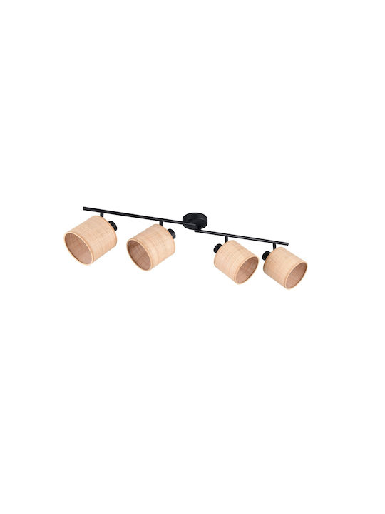 Trio Lighting Σποτ με 4 Φώτα σε Μαύρο Χρώμα
