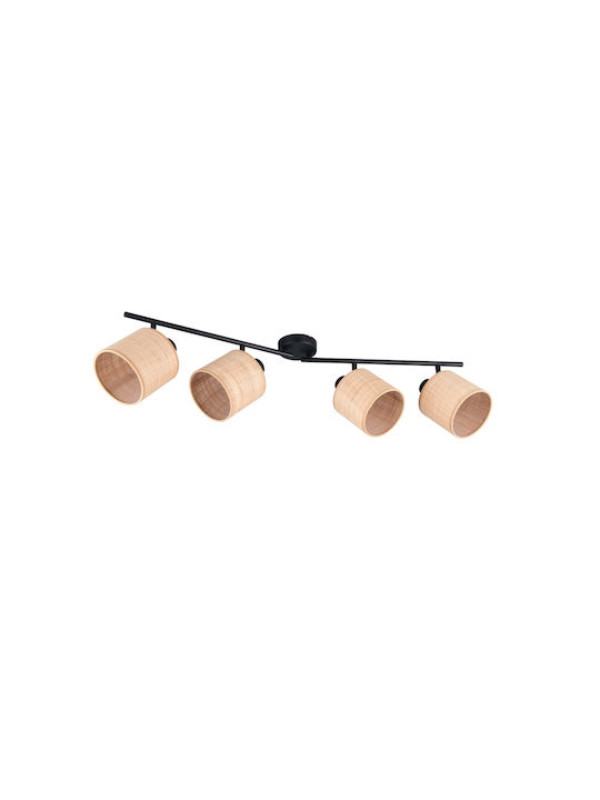 Trio Lighting Σποτ με 4 Φώτα σε Μαύρο Χρώμα