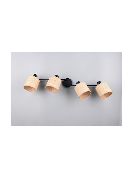 Trio Lighting Σποτ με 4 Φώτα σε Μαύρο Χρώμα