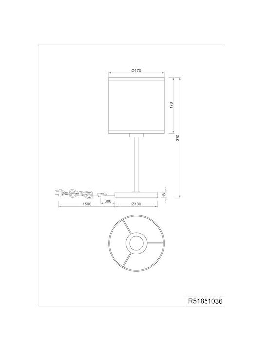 Trio Lighting Μεταλλικό Πορτατίφ με Μπεζ Καπέλο και Μαύρη Βάση