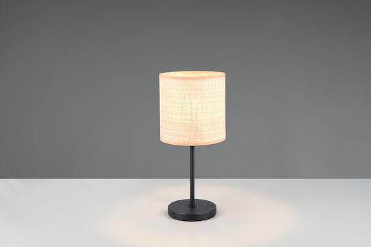 Trio Lighting Μεταλλικό Πορτατίφ με Μπεζ Καπέλο και Μαύρη Βάση