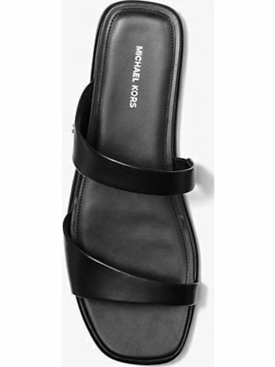 Jaida Leather Women's Flat Sandals in Black Color