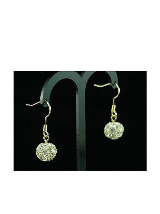 Позлатени обеци с кристали Swarovski Alexa, дължина 3 см, размер на топчето 1.1 см, позлатен метал