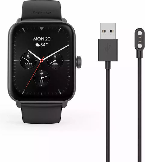 HAMA 6010 49mm Smartwatch with Heart Rate Monitor (Black)