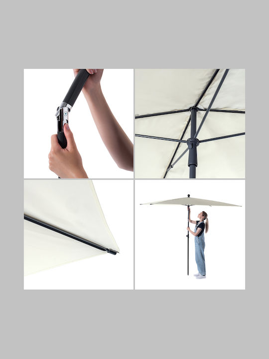 Umbrelă Pătrată Metalică Ecru 2.1x2.1xÎnălțime 2.48m
