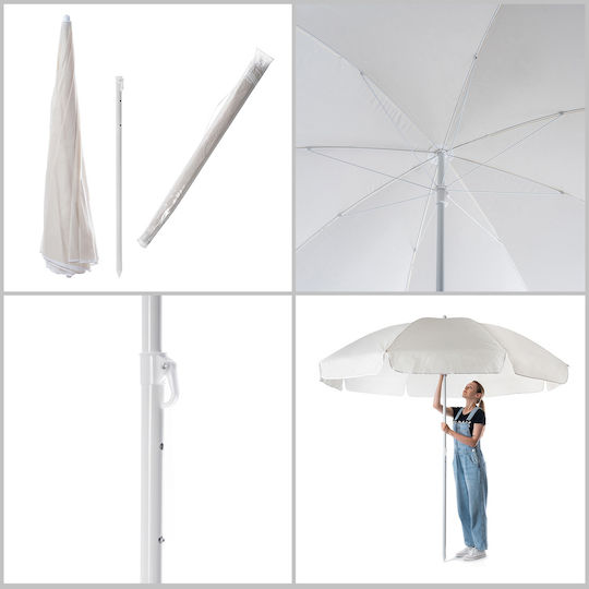Umbrelă Rotundă Metalică Albă Φ2.2m