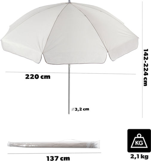 Umbrelă Rotundă Metalică Albă Φ2.2m