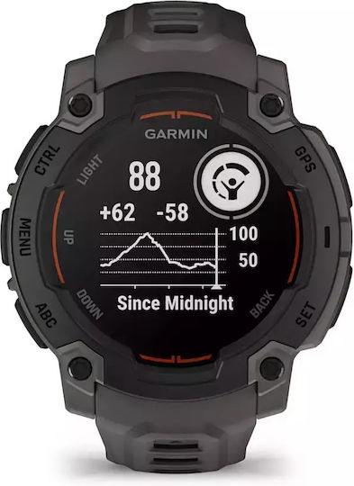 Garmin Instinct E 45mm Αδιάβροχο Smartwatch με Παλμογράφο (Black with Charcoal Band)