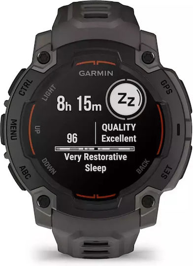 Garmin Instinct E 45mm Αδιάβροχο Smartwatch με Παλμογράφο (Black with Charcoal Band)