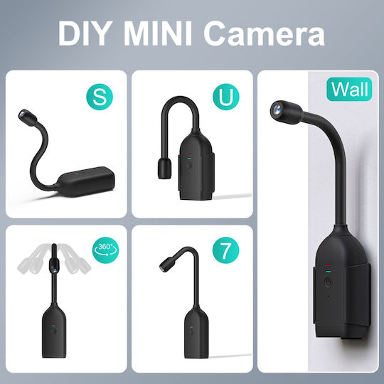 360° Flexible Spy Ip Camera Wifi Two-way Audio Motion Sensor App Notifications 5 Hours Battery Life