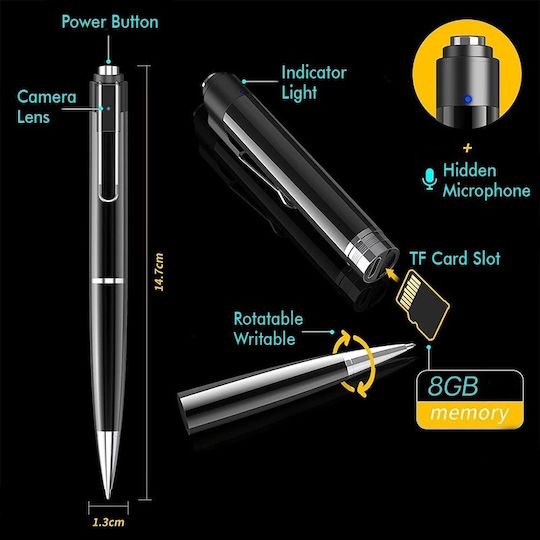 Cameră Spion Pix Full HD Iuni Px8 8GB Înregistrare Audio-Video