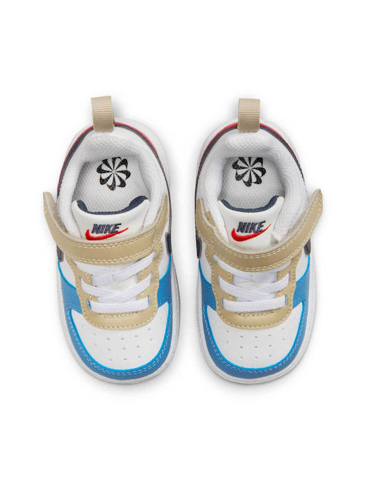 Court Borough Low Kids Sneakers with Hoop & Loop Closure White