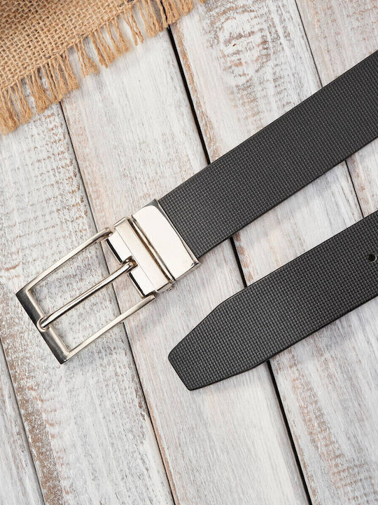 Herren Gürtel Leder Beidseitig Schwarz