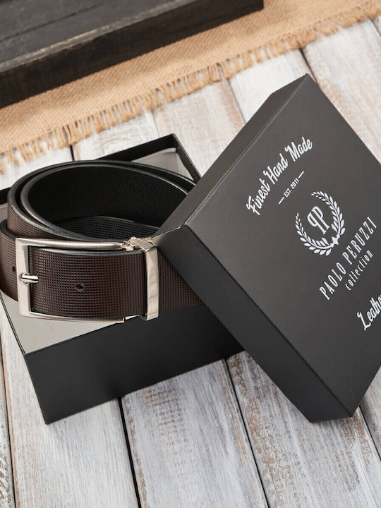 Herren Gürtel Leder Beidseitig Schwarz